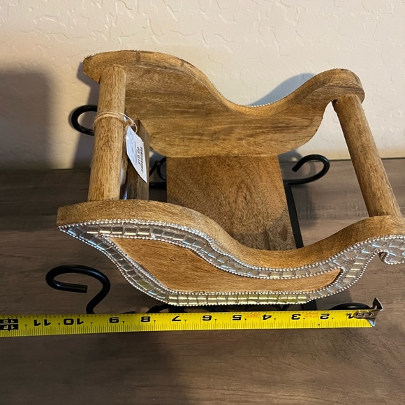 Sleigh Hill Wooden Santa Sleigh with Disco Mirror Ball Accents Christmas Decor - Picture 10 of 14